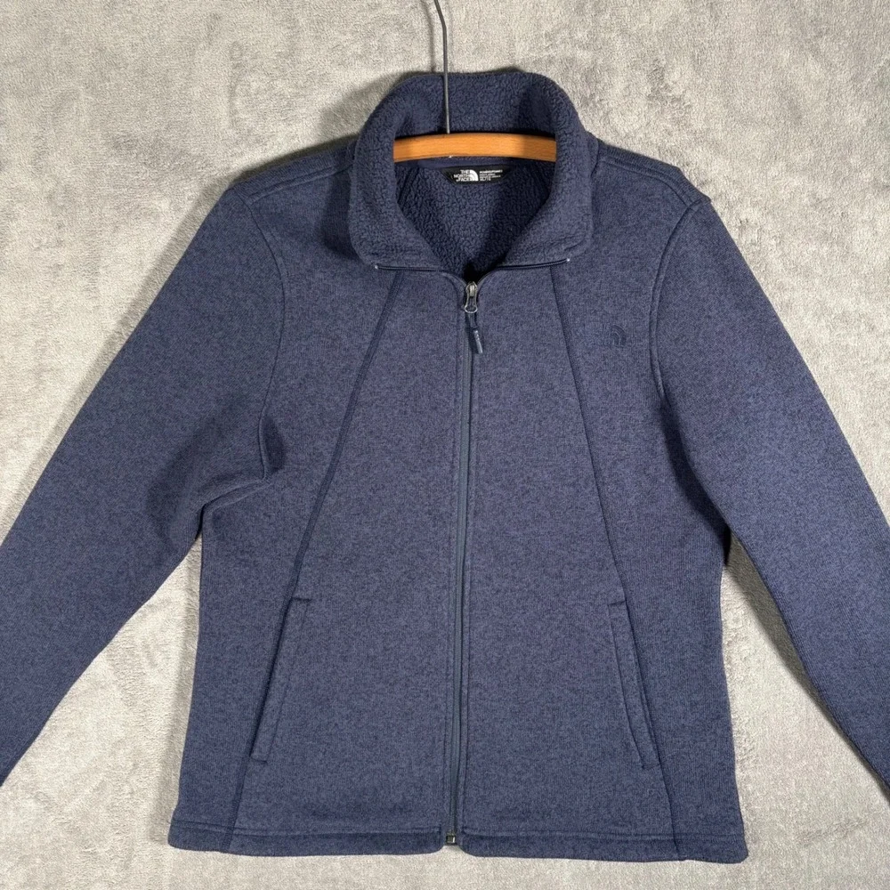The North Face Womens XL Fleece Jacket‎ Navy Blue Full Zip Sherpa Lined Outdoor